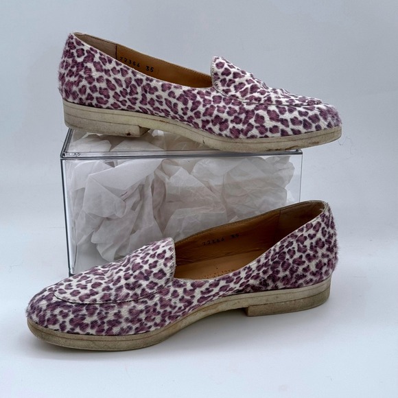 Bottega Veneta Shoes - Bottega Veneta Purple Leopard Calf Hair Loafers Pony Hair Shoes 22356 IT 35 US 5